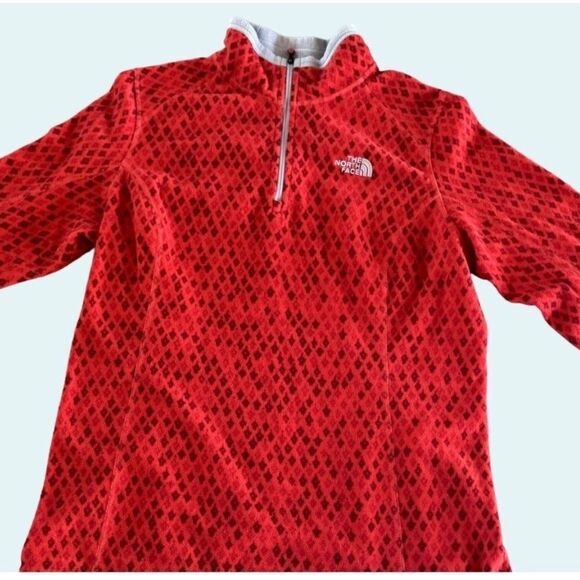 The north face red with diamonds fleece quarters zip size large - Picture 2 of 9